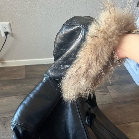 Pelle Pelle Men's Vintage Fur Hooded Leather Jacket Black Size 40 NEW - Picture 2 of 15